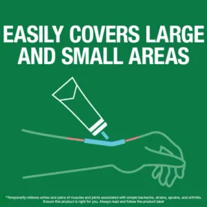 Text allocated to an illustration of a tube of Biofreeze gel product being applied to the wrist.