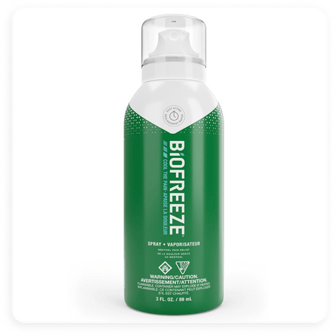 Product shot of Biofreeze Pain Relief Spray, 89 mL Aerosol Spray.