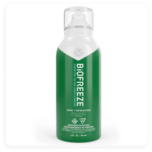 Product shot of Biofreeze Pain Relief Spray, 89 mL Aerosol Spray.