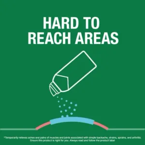 Text allocated to an illustration of Biofreeze aerosol spray product being applied to  an area of the body.