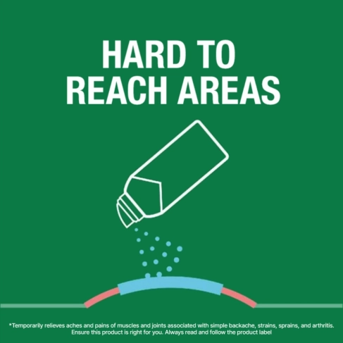 Text allocated to an illustration of Biofreeze aerosol spray product being applied to  an area of the body.
