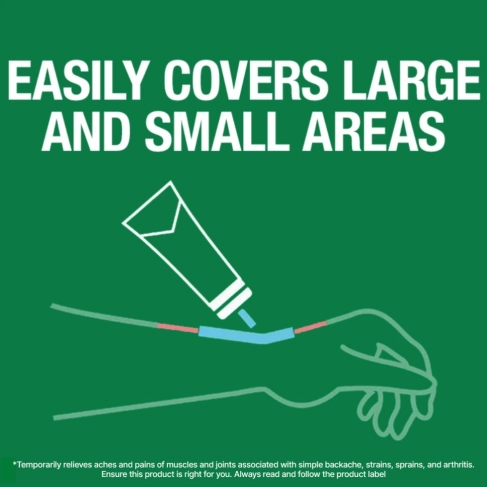 Text allocated to an illustration of a tube of Biofreeze gel product being applied to the wrist.