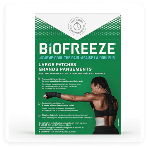 Product shot of Biofreeze Pain Relief Patches, Large, 5 Patches.